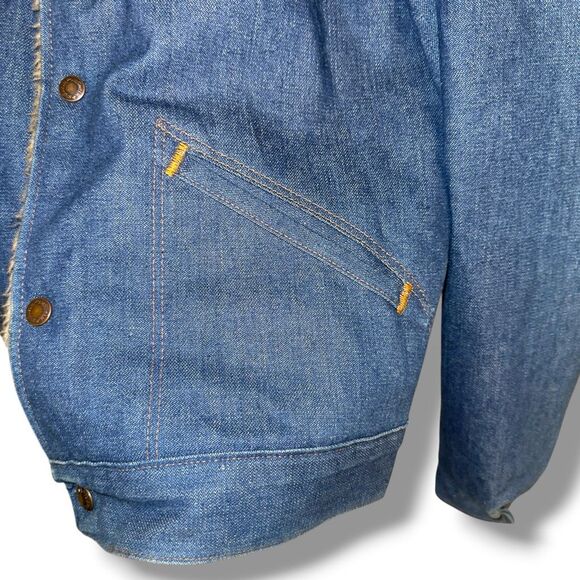 Vintage Wrangler Made in USA Sherpa Denim Jean Jacket Men’s Size M - Picture 5 of 10